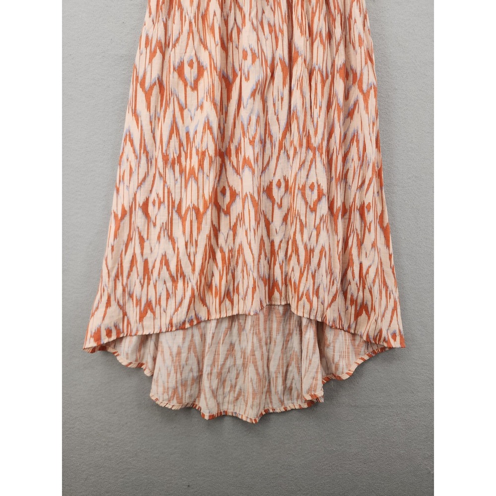 Nine West Petites Ikat Print High-Low Midi Dress Rust Orange Sleeveless PXS New - Picture 4 of 12